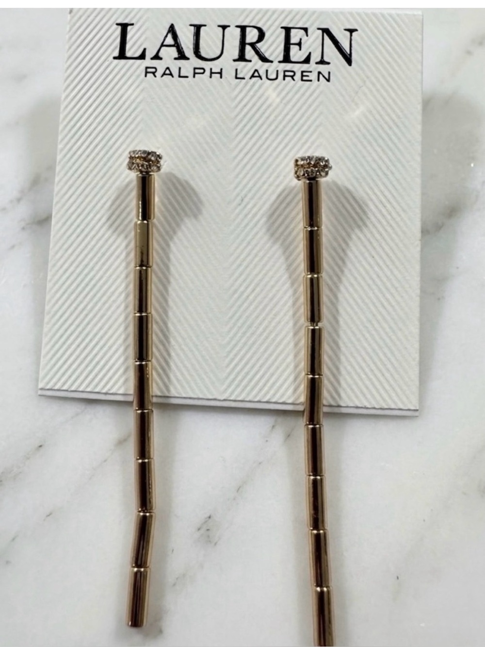 Lauren Ralph Lauren Pavé
Bead Textured Linear Drop
Earrings